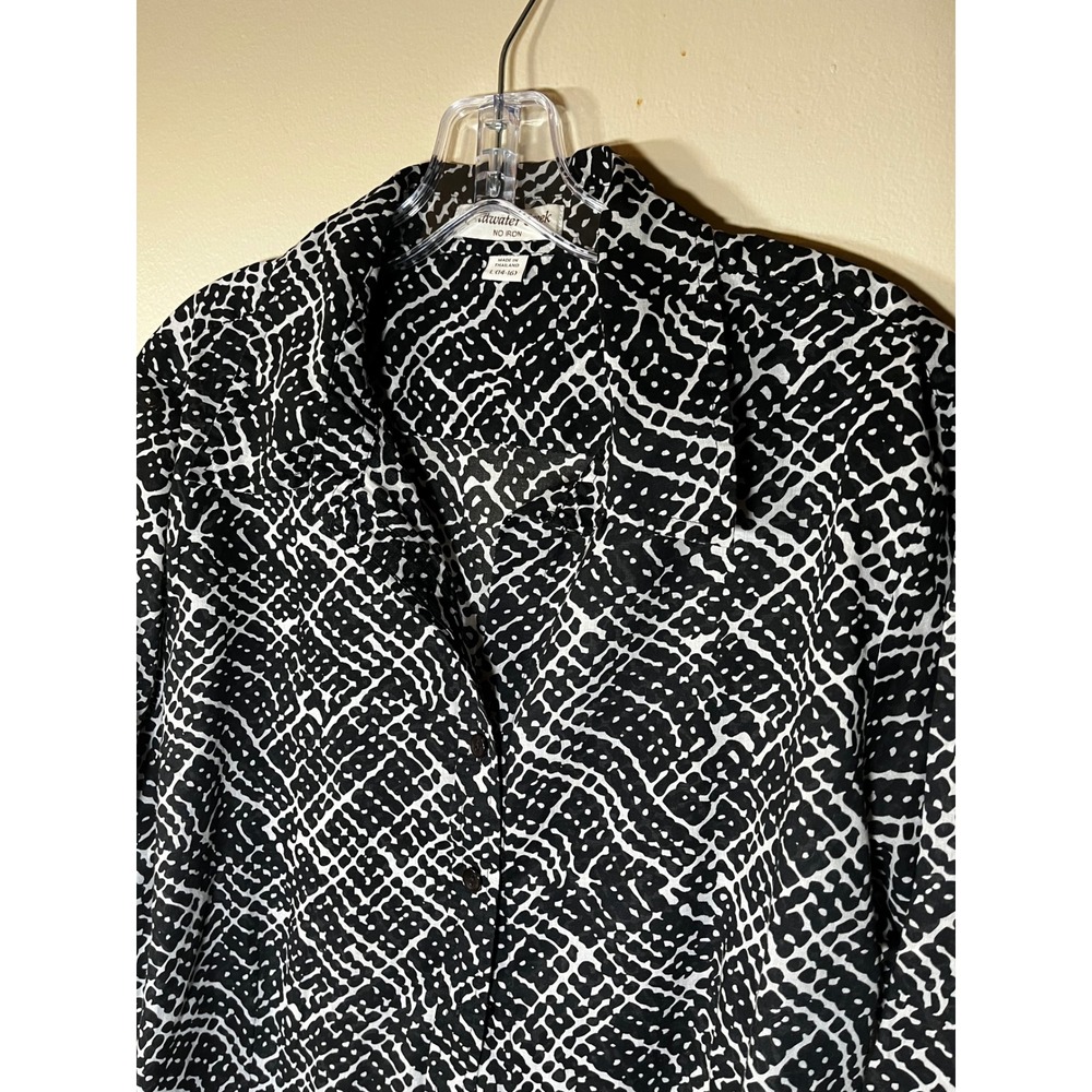 Black & White Geometric Button Down Cotton Shirt - Office wear L 14-16